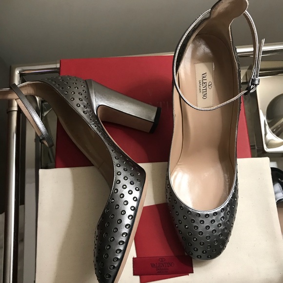 ✨VALENTINO❤️✨Metallic Leather & Cristal Pump NEW!! - Picture 2 of 6